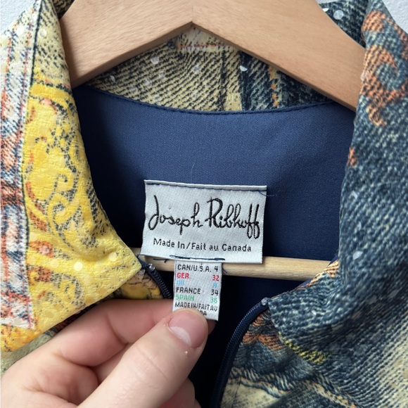 Joseph Ribkoff Multicolor Patchwork Jean Jacket - Picture 6 of 8